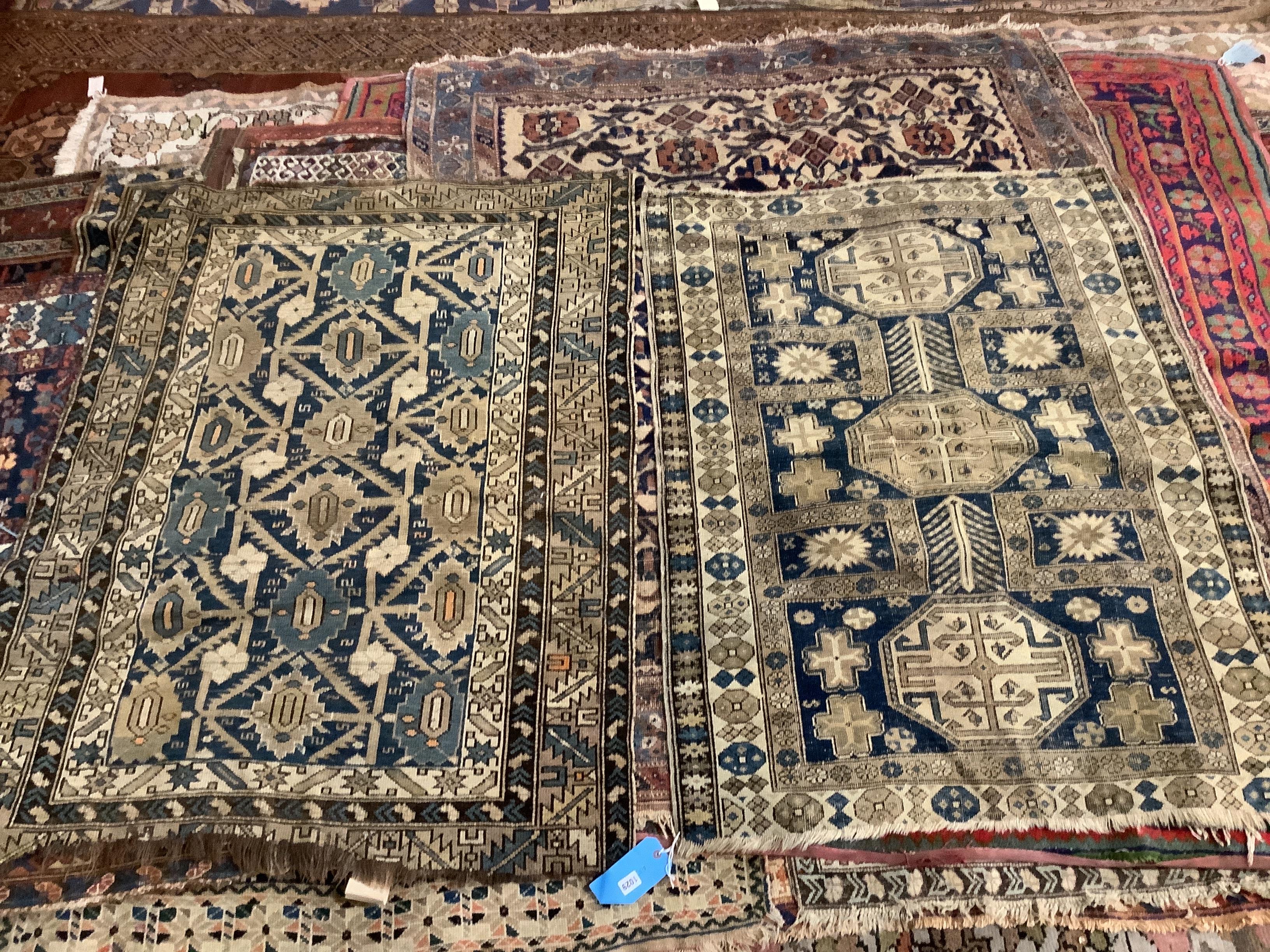 Two antique Shirvan rugs, 134 x 102cm & 144 x 108cm